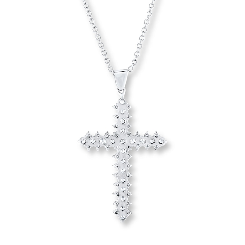 Main Image 3 of Diamond Cross Necklace 3/4 ct tw Round 14K White Gold