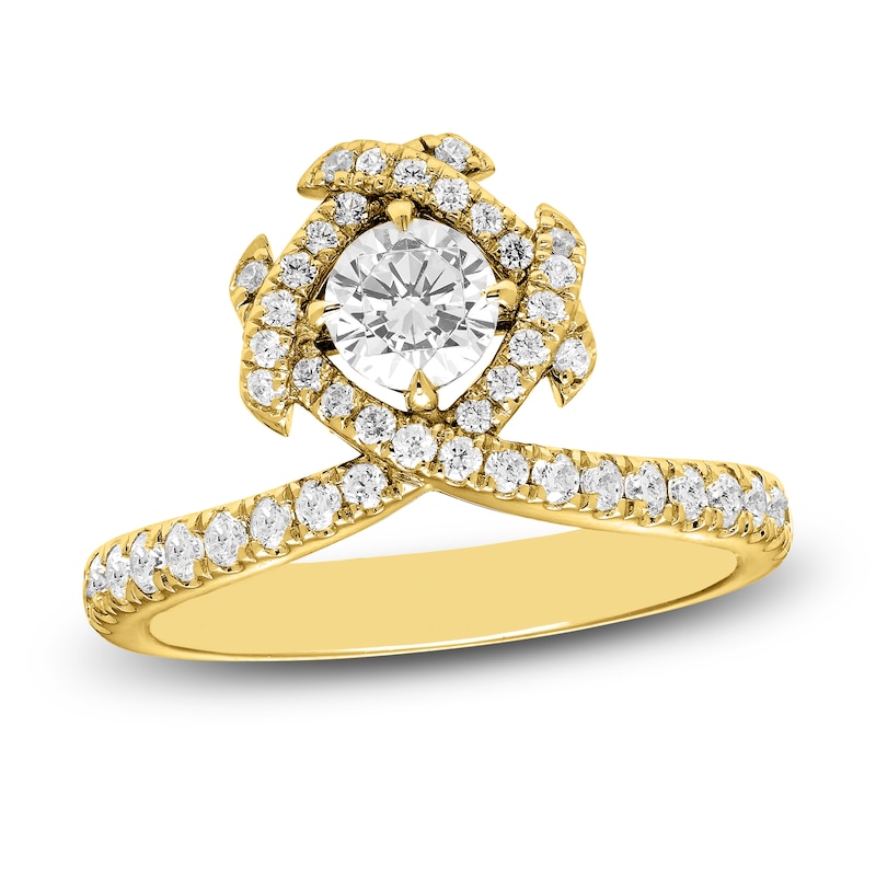 Main Image 1 of Unspoken Round-Cut Diamond Halo Ring 1 ct tw 14K Yellow Gold