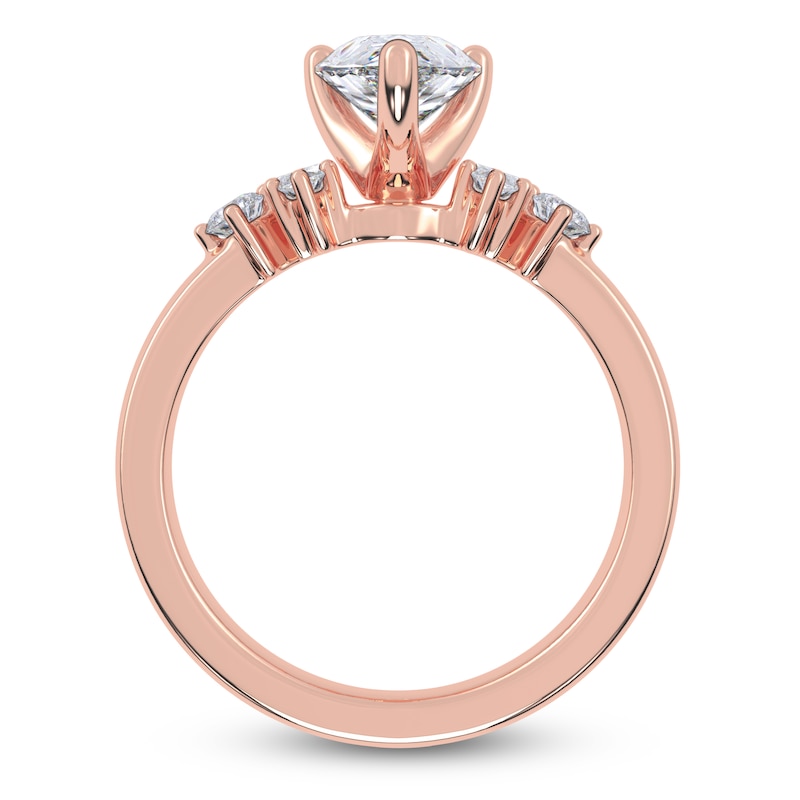 Main Image 4 of Pear-Shaped Lab-Grown Diamond Five-Stone Engagement Ring 1 ct tw 14K Rose Gold