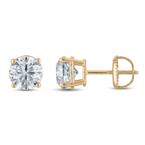 Jared Signature Lab-Grown Diamond Certified Round-Cut Solitaire Stud Earrings 2 ct tw 14K Yellow Gold (VS2/F)