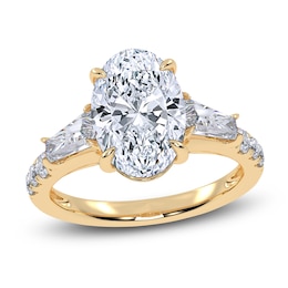 Certified Oval-Cut Lab-Grown Diamond Engagement Ring 3-3/4 ct tw 14K Yellow Gold