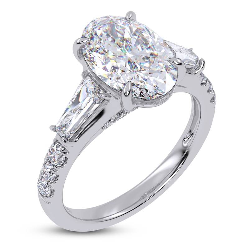 Main Image 2 of Certified Oval-Cut Lab-Grown Diamond Engagement Ring 3-3/4 ct tw 14K White Gold