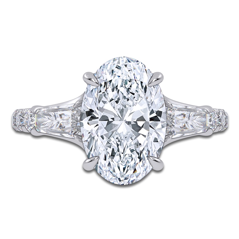 Main Image 3 of Certified Oval-Cut Lab-Grown Diamond Engagement Ring 3-3/4 ct tw 14K White Gold