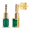 Thumbnail Image 2 of Le Vian Rectangle-Cut Natural Emerald Dangle Earrings 1/5 ct tw Diamonds 14K Honey Gold