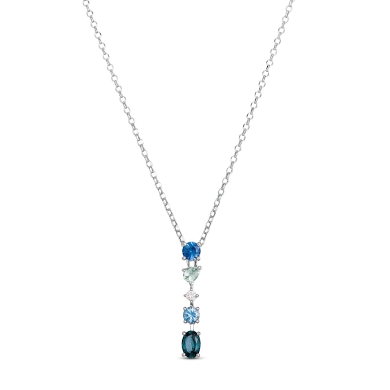 Le Vian Montana Sapphire Ombré Oval & Round-Cut Necklace 1/20 ct tw Diamonds 14K Vanilla Gold 19"