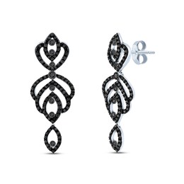 Pnina Tornai Black Diamond Earrings 1-1/3 ct tw Round 10K White Gold