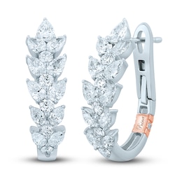 Pnina Tornai Diamond Hoop Earrings 1-1/2 ct tw Round/Pear-Shaped 14K White Gold