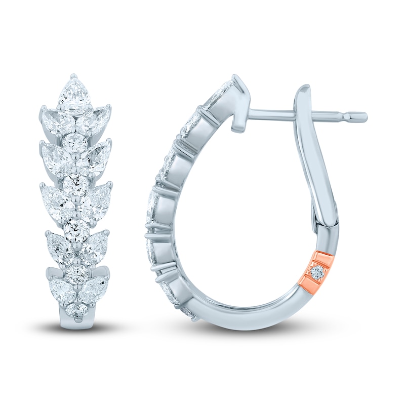 Main Image 2 of Pnina Tornai Diamond Hoop Earrings 1-1/2 ct tw Round/Pear-Shaped 14K White Gold