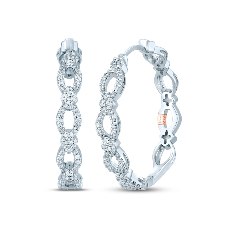 Pnina Tornai Diamond Hoop Earrings 3/4 ct tw Round 14K White Gold