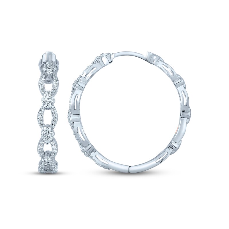Pnina Tornai Diamond Hoop Earrings 3/4 ct tw Round 14K White Gold
