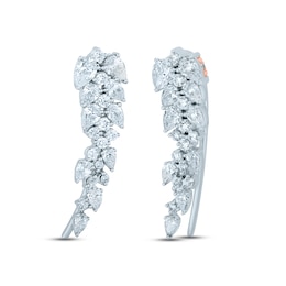 Pnina Tornai Diamond Ear Climber Earrings 1-1/2 ct tw Round/Pear-shaped 14K White Gold