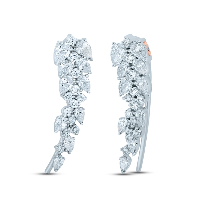 Pnina Tornai Diamond Ear Climber Earrings 1-1/2 ct tw Round/Pear-shaped 14K White Gold