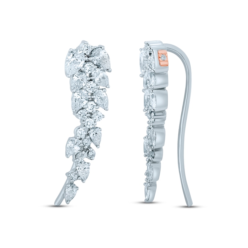 Pnina Tornai Diamond Ear Climber Earrings 1-1/2 ct tw Round/Pear-shaped 14K White Gold