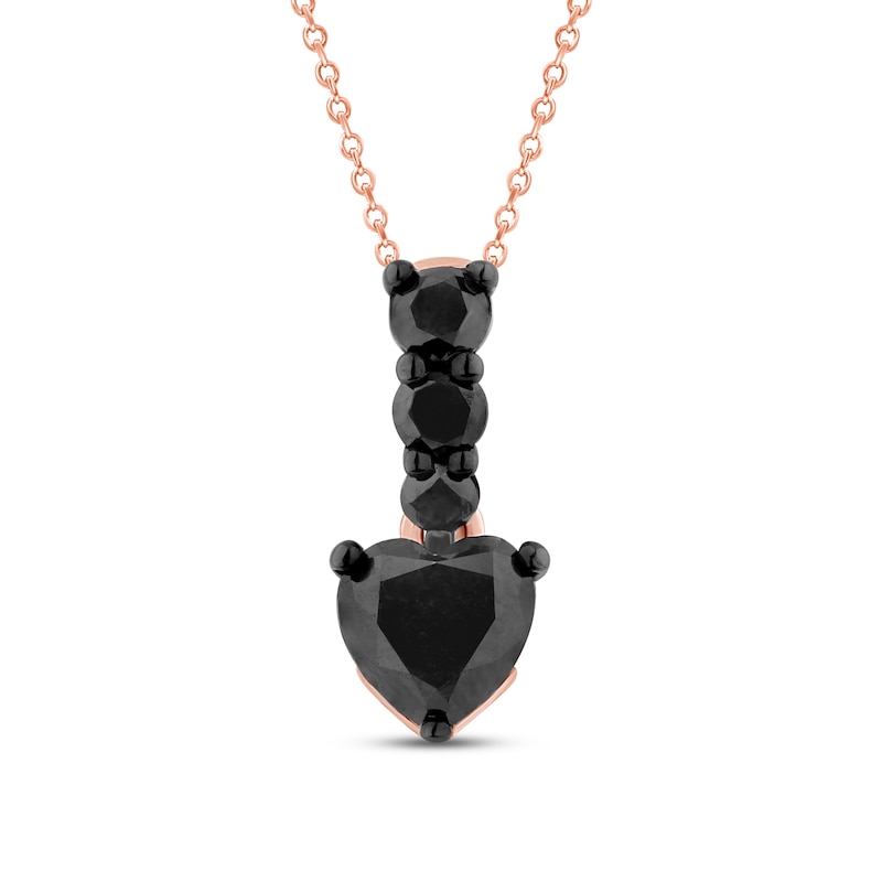 Main Image 1 of Pnina Tornai Black Diamond Necklace 1 ct tw Heart/Round 14K Rose Gold
