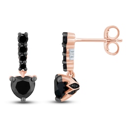 Pnina Tornai Black Diamond Earrings 1-1/3 ct tw Round/Heart 14K Rose Gold