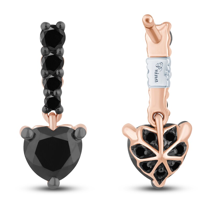 Main Image 2 of Pnina Tornai Black Diamond Earrings 1-1/3 ct tw Round/Heart 14K Rose Gold
