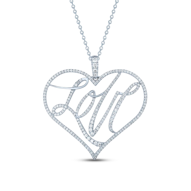 Pnina Tornai Diamond LOVE Necklace 7/8 ct tw Round 14K White Gold
