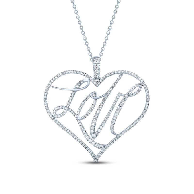 Pnina Tornai Diamond LOVE Necklace 7/8 ct tw Round 14K White Gold