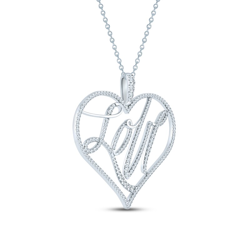 Pnina Tornai Diamond LOVE Necklace 7/8 ct tw Round 14K White Gold