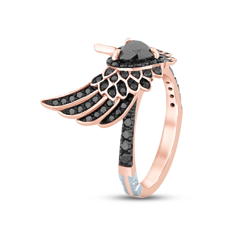 Main Image 2 of Pnina Tornai Black Diamond Winged Heart Ring 1-1/2 ct tw Round/Heart 14K Rose Gold