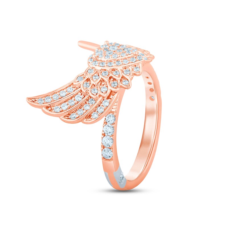 Pnina Tornai Diamond Winged Heart Ring 5/8 ct tw Round 14K Rose Gold