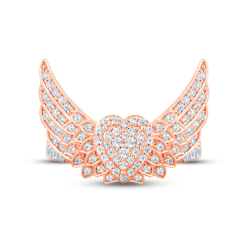 Pnina Tornai Diamond Winged Heart Ring 5/8 ct tw Round 14K Rose Gold