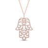 Pnina Tornai Diamond Hamsa Hand Necklace 5/8 ct tw Round 14K Rose Gold