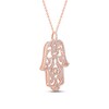 Pnina Tornai Diamond Hamsa Hand Necklace 5/8 ct tw Round 14K Rose Gold