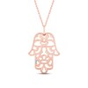 Pnina Tornai Diamond Hamsa Hand Necklace 5/8 ct tw Round 14K Rose Gold