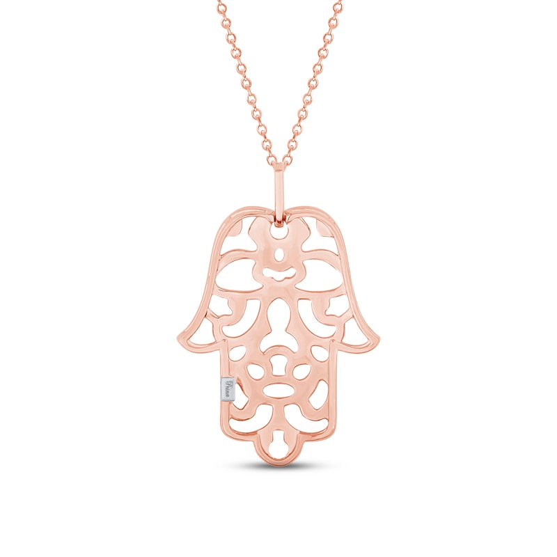 Pnina Tornai Diamond Hamsa Hand Necklace 5/8 ct tw Round 14K Rose Gold