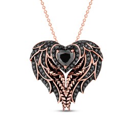 Pnina Tornai Black Diamond Necklace 1-3/8 ct tw Round/Heart 14K Rose Gold