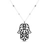 Pnina Tornai Black Diamond Hamsa Hand Necklace 2-1/5 ct tw Round 10K White Gold
