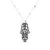 Pnina Tornai Black Diamond Hamsa Hand Necklace 2-1/5 ct tw Round 10K White Gold