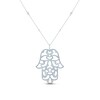 Pnina Tornai Black Diamond Hamsa Hand Necklace 2-1/5 ct tw Round 10K White Gold