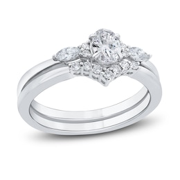 Diamond Bridal Set 5/8 ct tw Oval/Round 14K White Gold