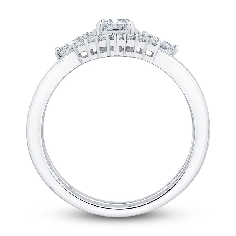 Main Image 3 of Diamond Bridal Set 5/8 ct tw Oval/Round 14K White Gold