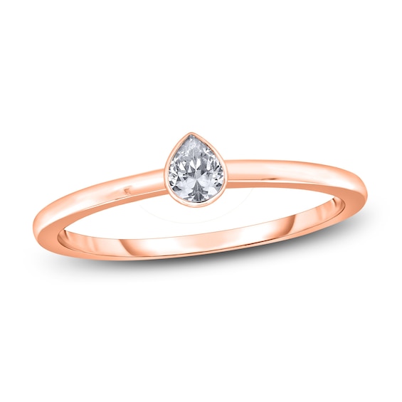 Diamond Solitaire Engagement Ring 1/4 ct tw Bezel-Set Pear-cut 14K Rose Gold (I2/I)