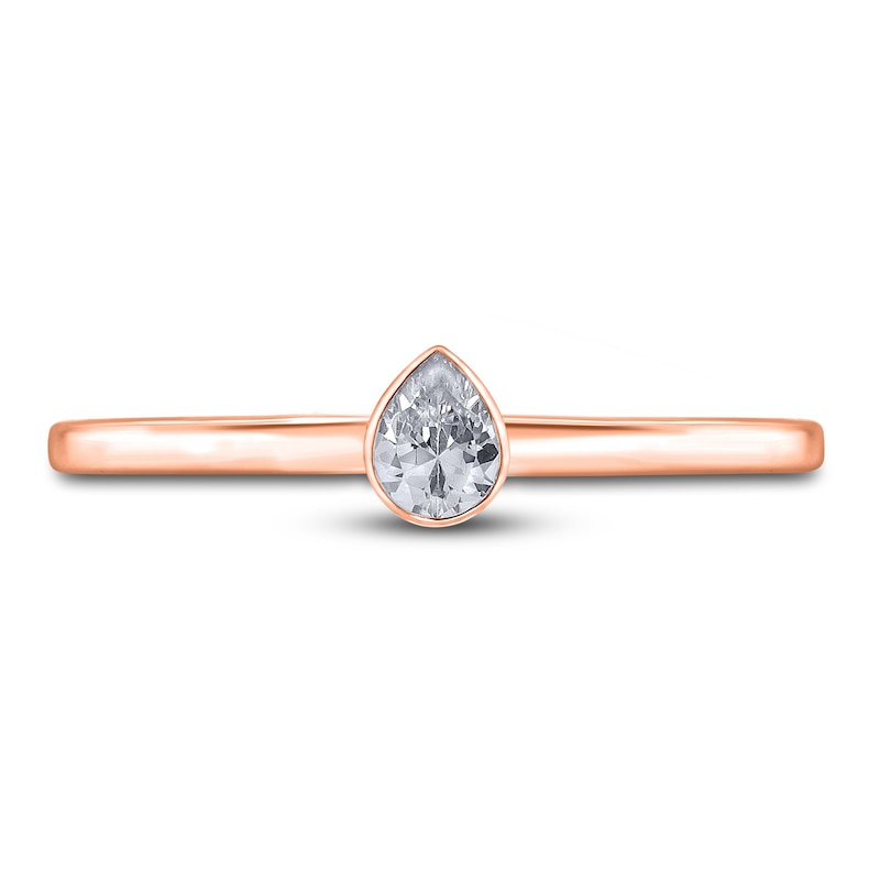 Main Image 3 of Diamond Solitaire Engagement Ring 1/4 ct tw Bezel-Set Pear-cut 14K Rose Gold (I2/I)