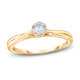 Diamond Solitaire Twist Engagement Ring 1/2 ct tw Round 14K Yellow Gold (I2/I)