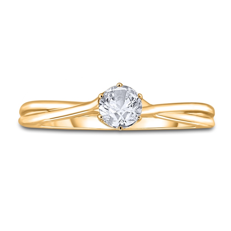 Main Image 3 of Diamond Solitaire Twist Engagement Ring 1/2 ct tw Round 14K Yellow Gold (I2/I)