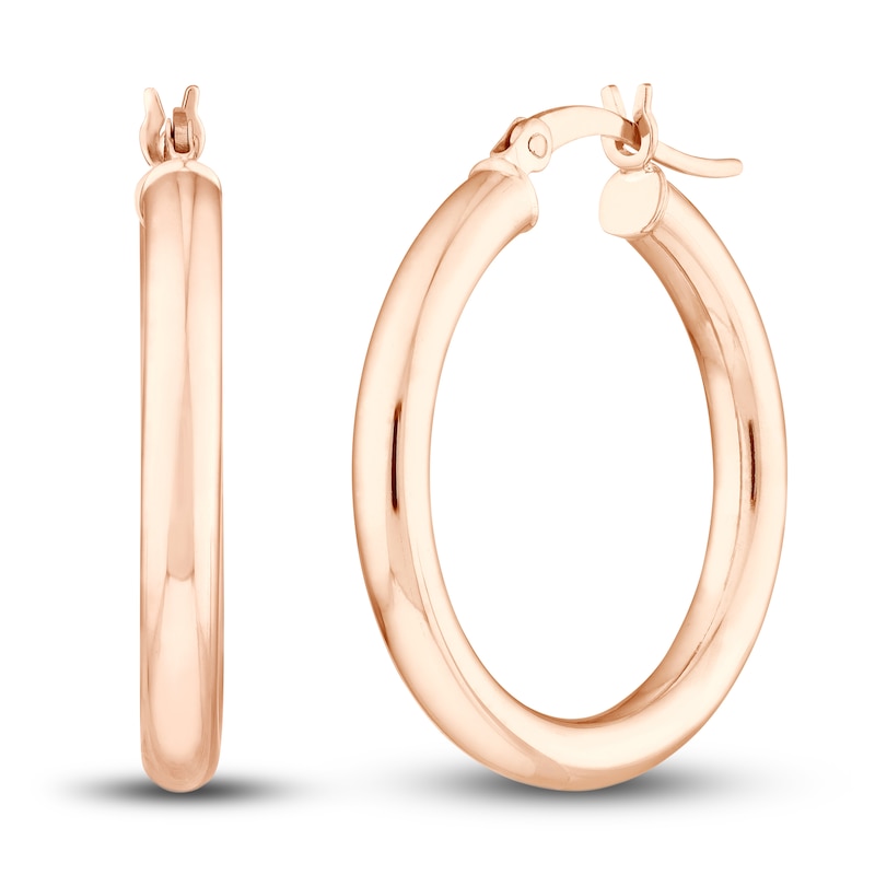 Main Image 1 of Polished Hoop Earrings 14K Rose Gold 25mm