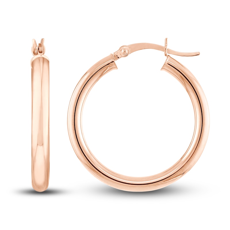 Main Image 2 of Polished Hoop Earrings 14K Rose Gold 25mm