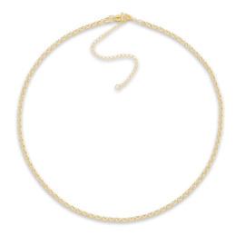 Hollow Rolo Chain Choker Necklace 14K Yellow Gold 13" Adj.