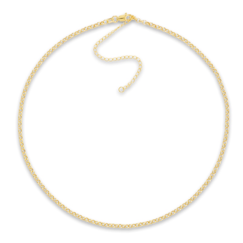 Main Image 1 of Hollow Rolo Chain Choker Necklace 14K Yellow Gold 13" Adj.