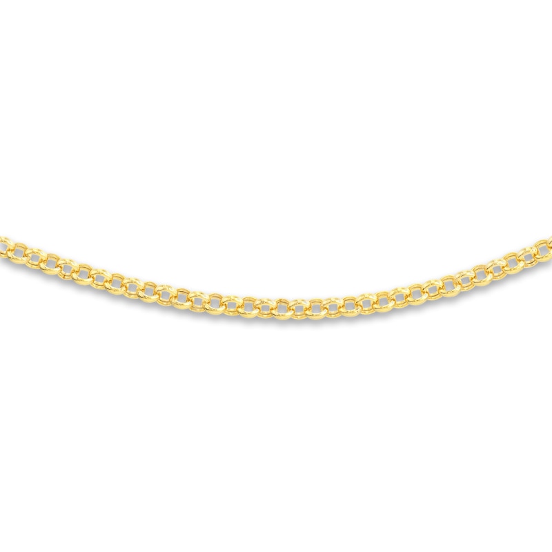 Main Image 2 of Hollow Rolo Chain Choker Necklace 14K Yellow Gold 13" Adj.
