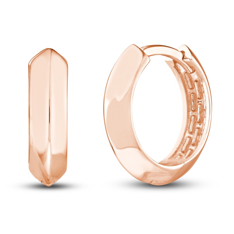 Knife Edge Huggie Earrings 14K Rose Gold