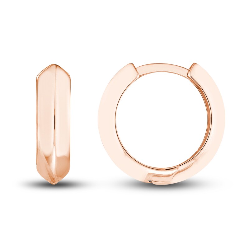 Knife Edge Huggie Earrings 14K Rose Gold