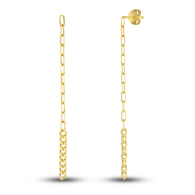 Paperclip/Curb Chain Earrings 14K Yellow Gold