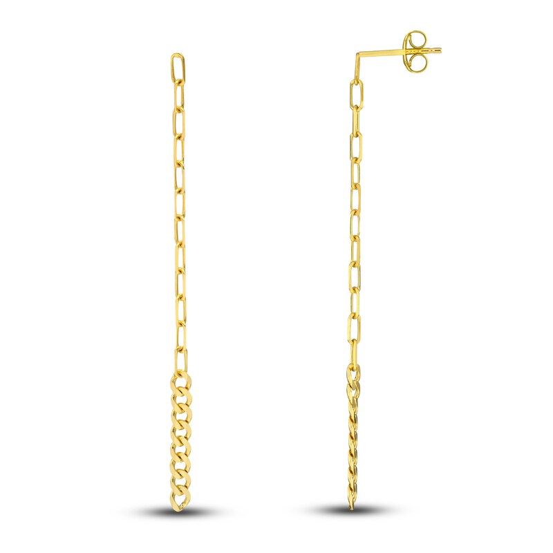 Paperclip/Curb Chain Earrings 14K Yellow Gold