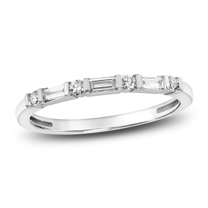 Diamond Anniversary Band 1/5 ct tw Baguette/Round 14K White Gold